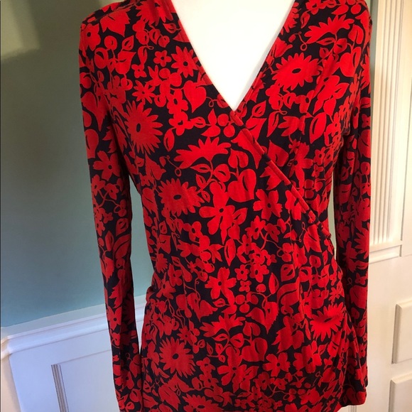 Boden Jersey Wrap Top US 14 blue and red - Picture 7 of 8